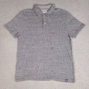 Flag and Anthem Polo Shirt Mens‎ Medium Gray Striped Heathered Short Sleeve HOLE
